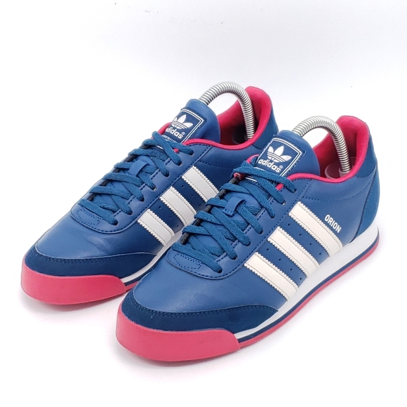 Adidas Orion Leather Sneaker. Rare Color Colbolt Blue/ Pink Mens 6, Women 8 - Picture 7 of 12
